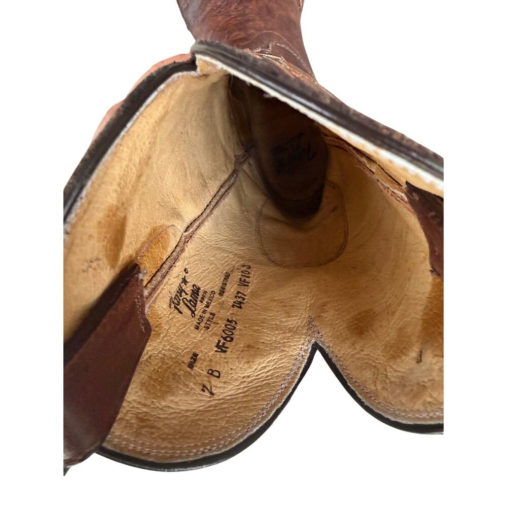 Tony Lama VF6005 Women's Clay Santa Fe Leather Cowboy Boots Size 7 B Snip Toe - Picture 9 of 12